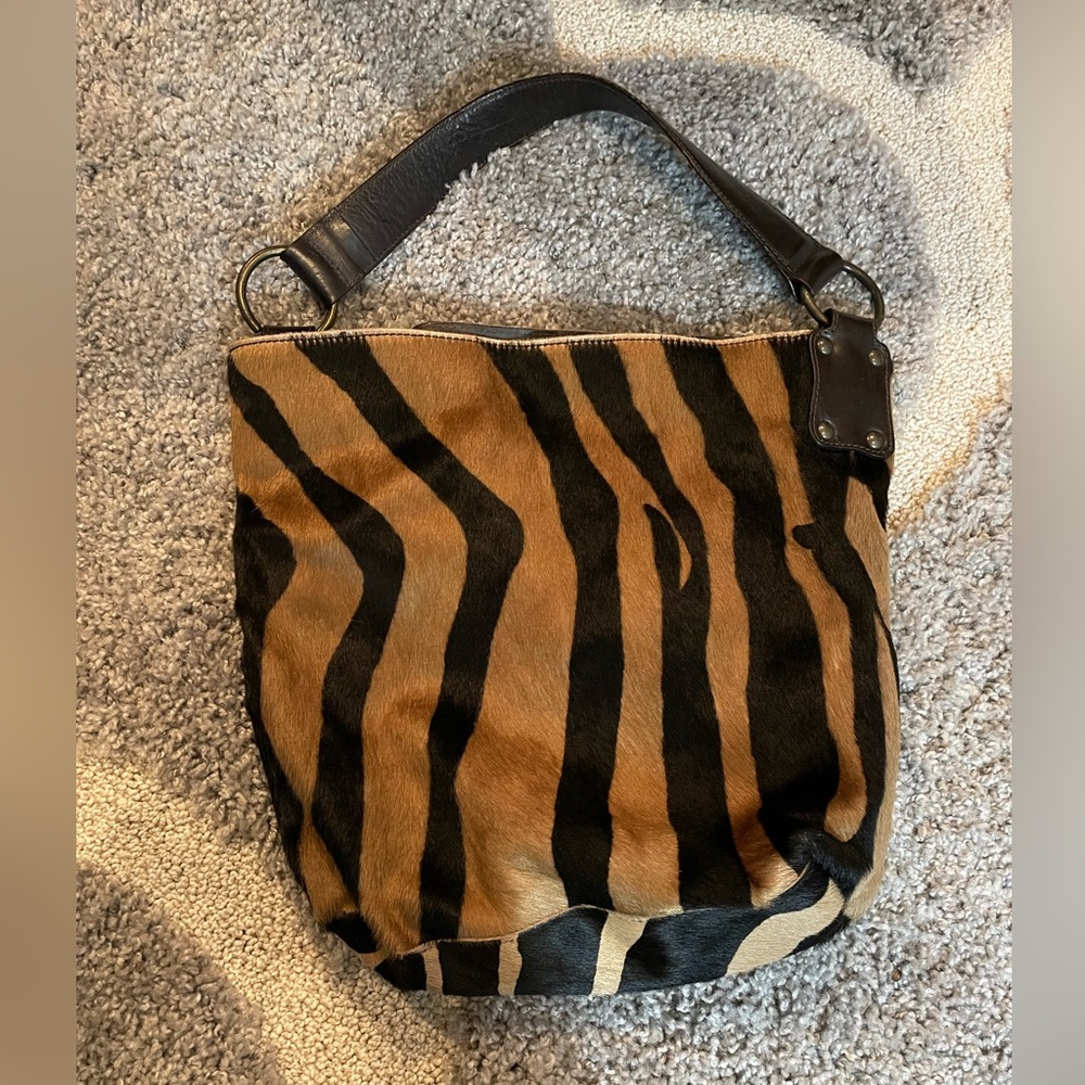 Maurizio Taiuti bag, genuine leather tiger striped fur.